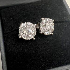 MACY's Diamond Stud Earrings (1/2 ct. t.w.) in 14K White Gold (EUC)